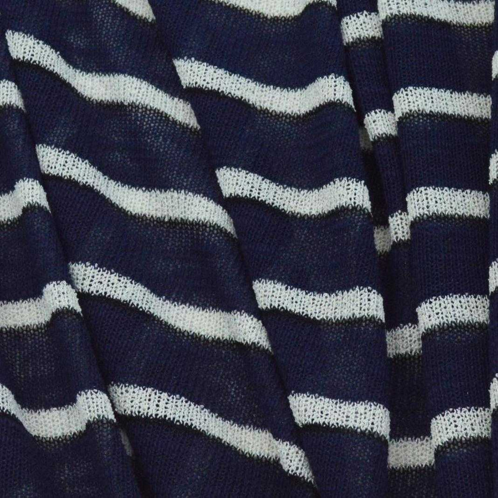 Knit Basics Loose Weave Navy and White Stripe Sweater Knit