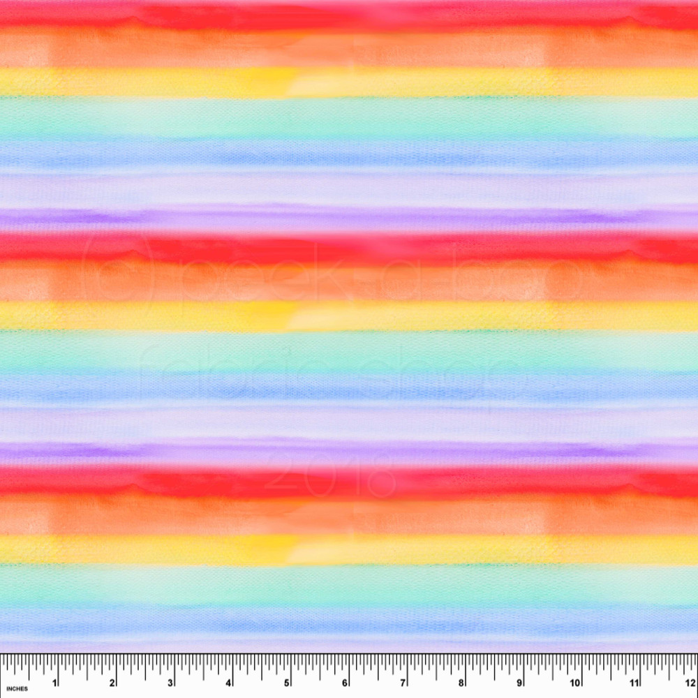 Custom Watercolor Rainbow Stripe Cotton Lycra French Terry