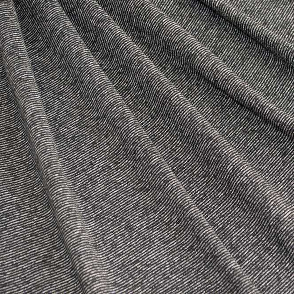 Brushed Dark Heather Gray Stripe Premium Rayon Jersey Knit