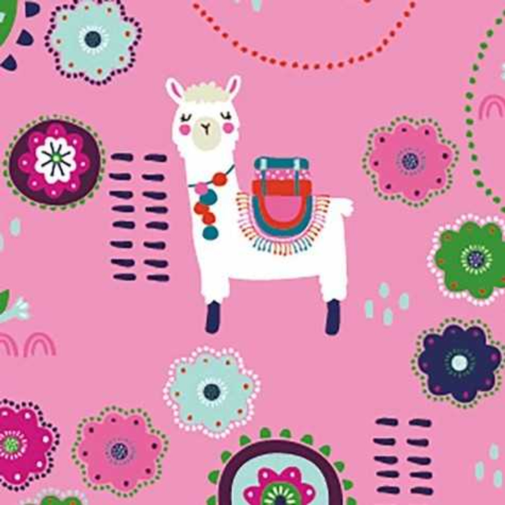 Llama Love Pink Cotton Lycra Knit