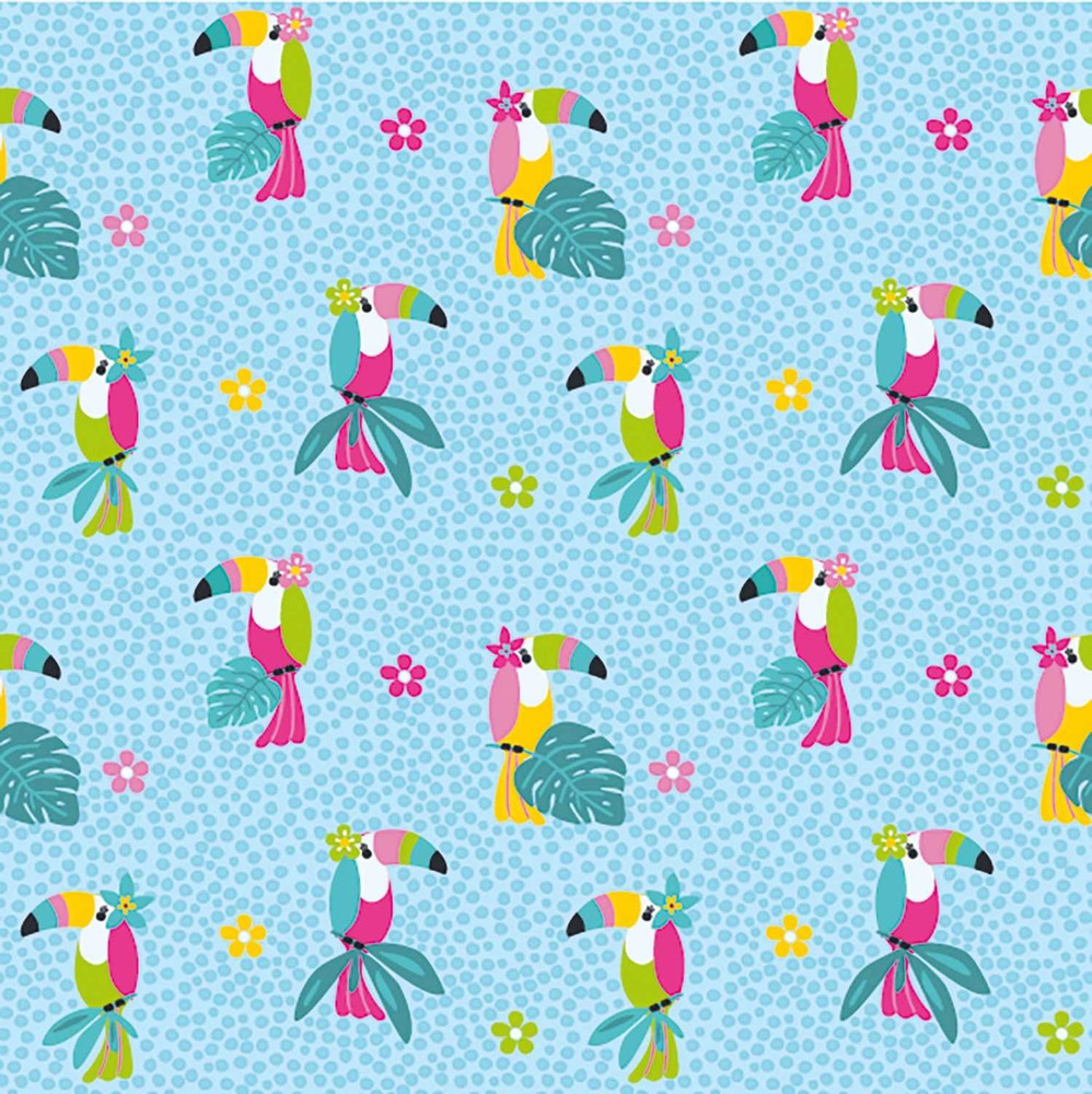 Toucans on Blue Cotton Lycra Knit