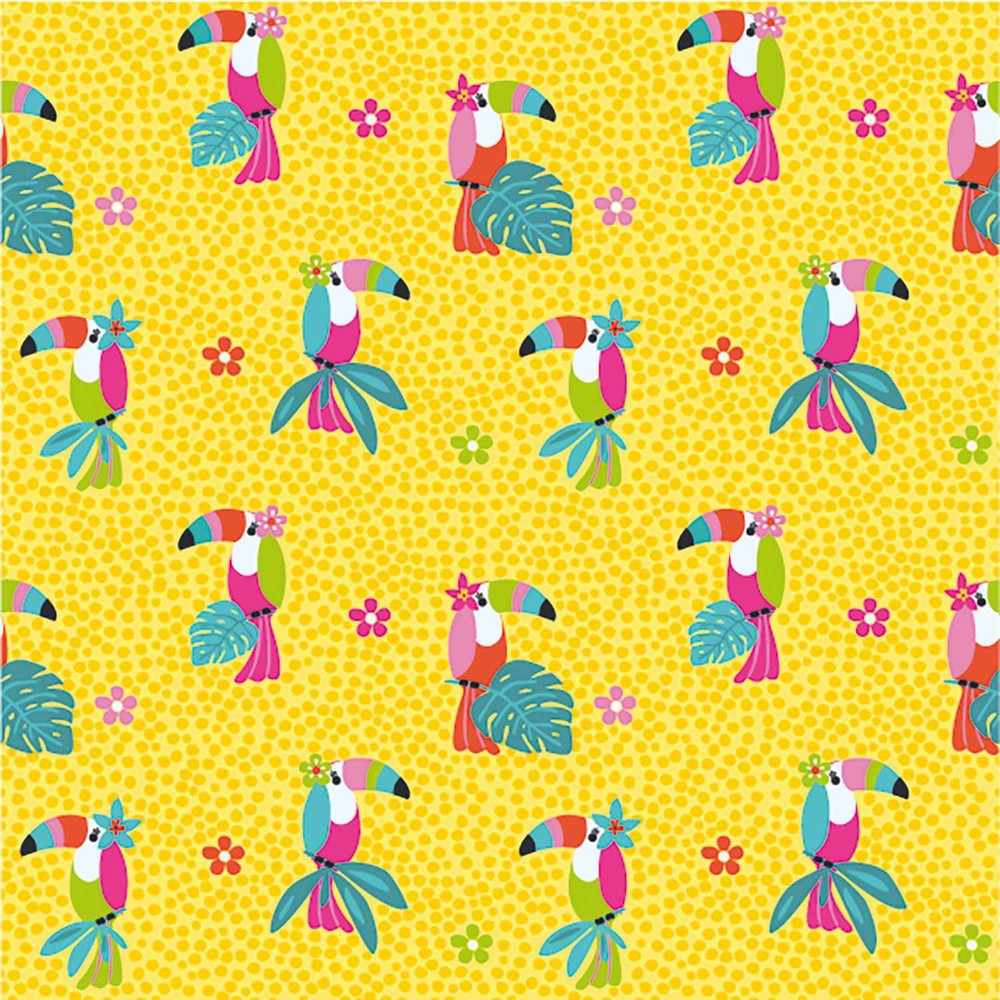 Toucans on Yellow Cotton Lycra Knit