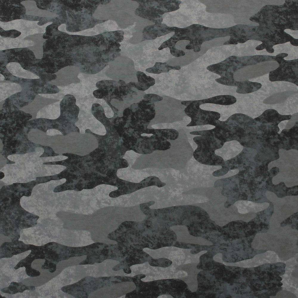 Charcoal Camouflage French Terry Knit