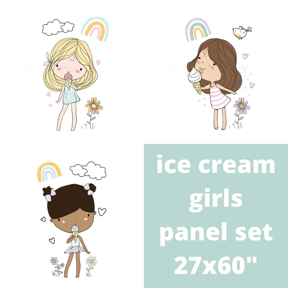 Ice Cream Girls Cotton Lycra Knit Panel Set