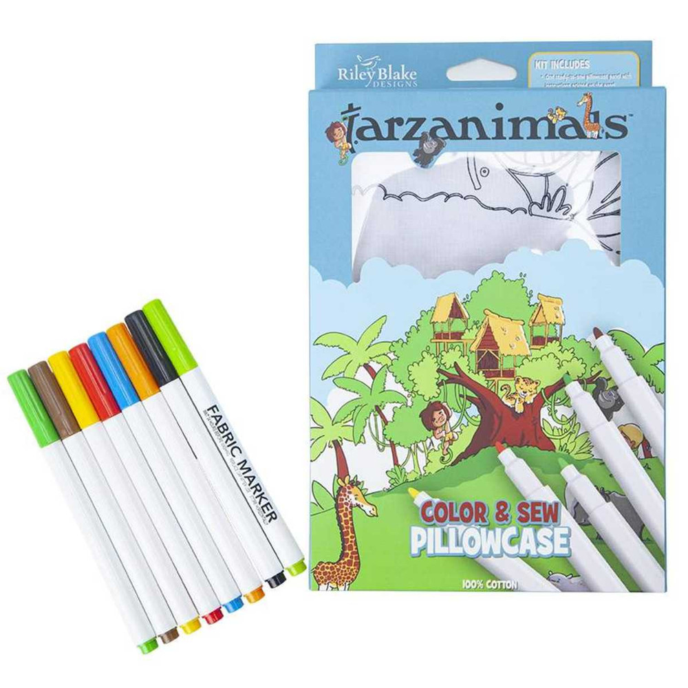 Riley Blake Tarzanimals Color Me Pillowcase Kit