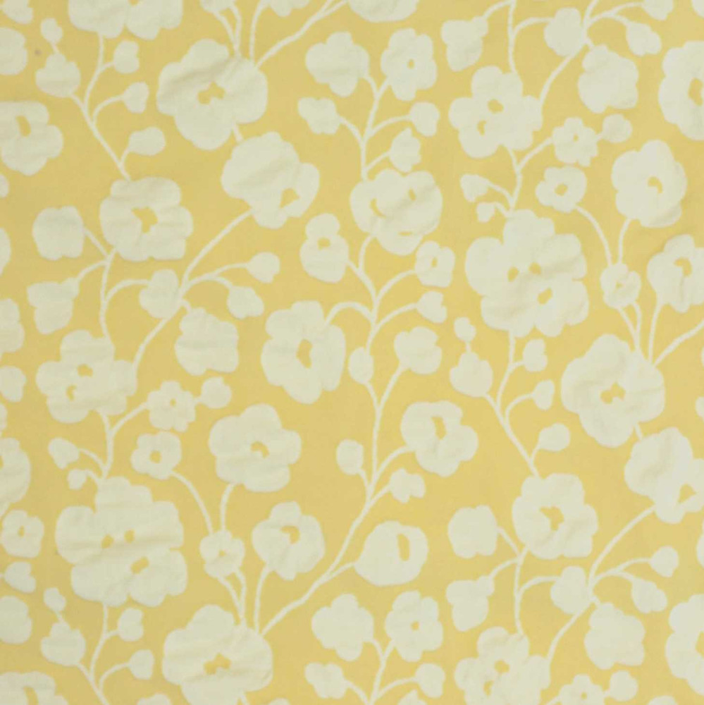 Embossed Cream Flowers on Yellow Rayon Lycra Knit