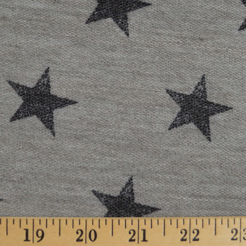 Stars on Gray Reverse French Terry Knit