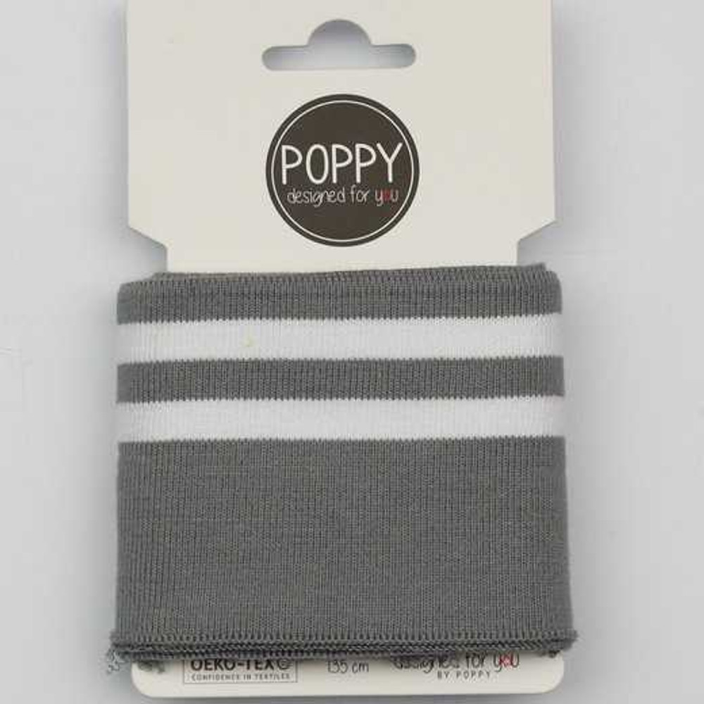 Gray and White Stripe Cuff Rib Knit