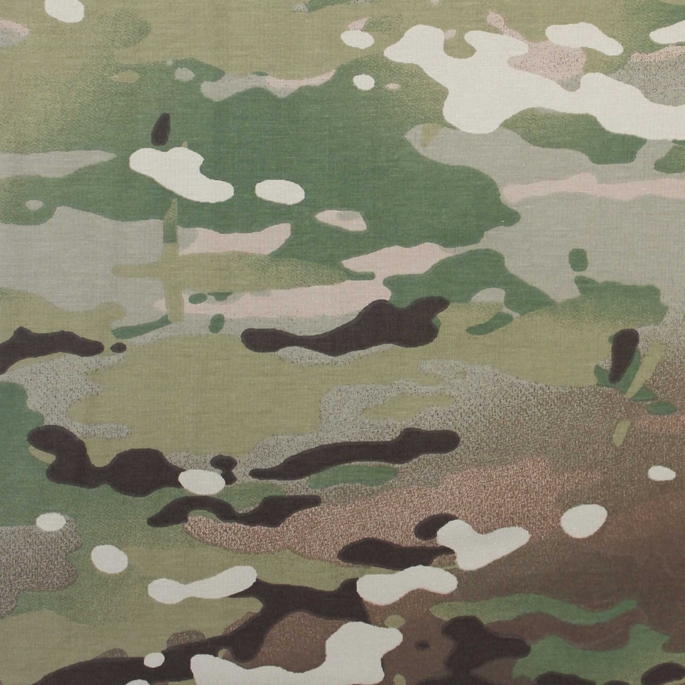 Moss Green Camo Cotton Lycra Knit