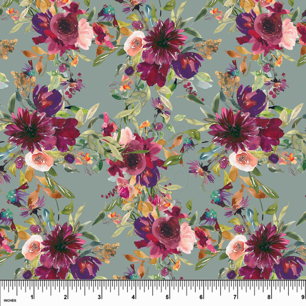 Sage Floral Double Brushed Poly