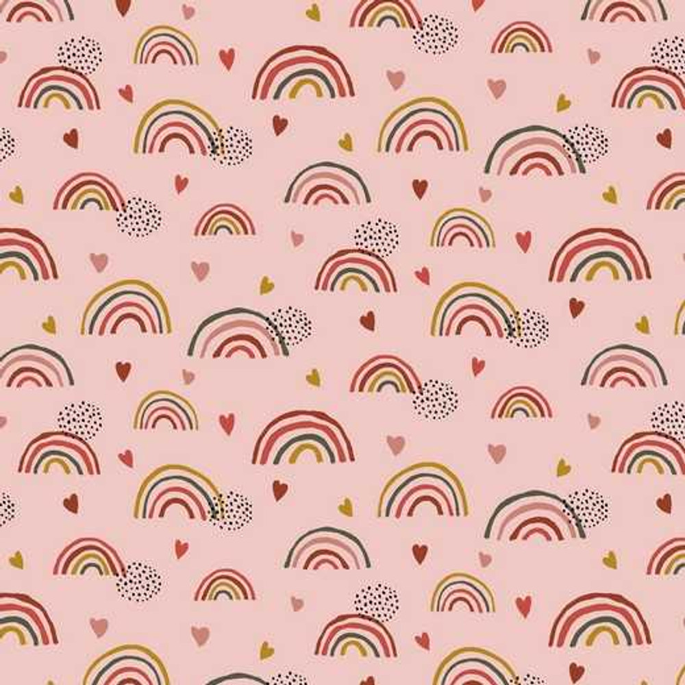 Rainbows on Rose Cotton Lycra Knit