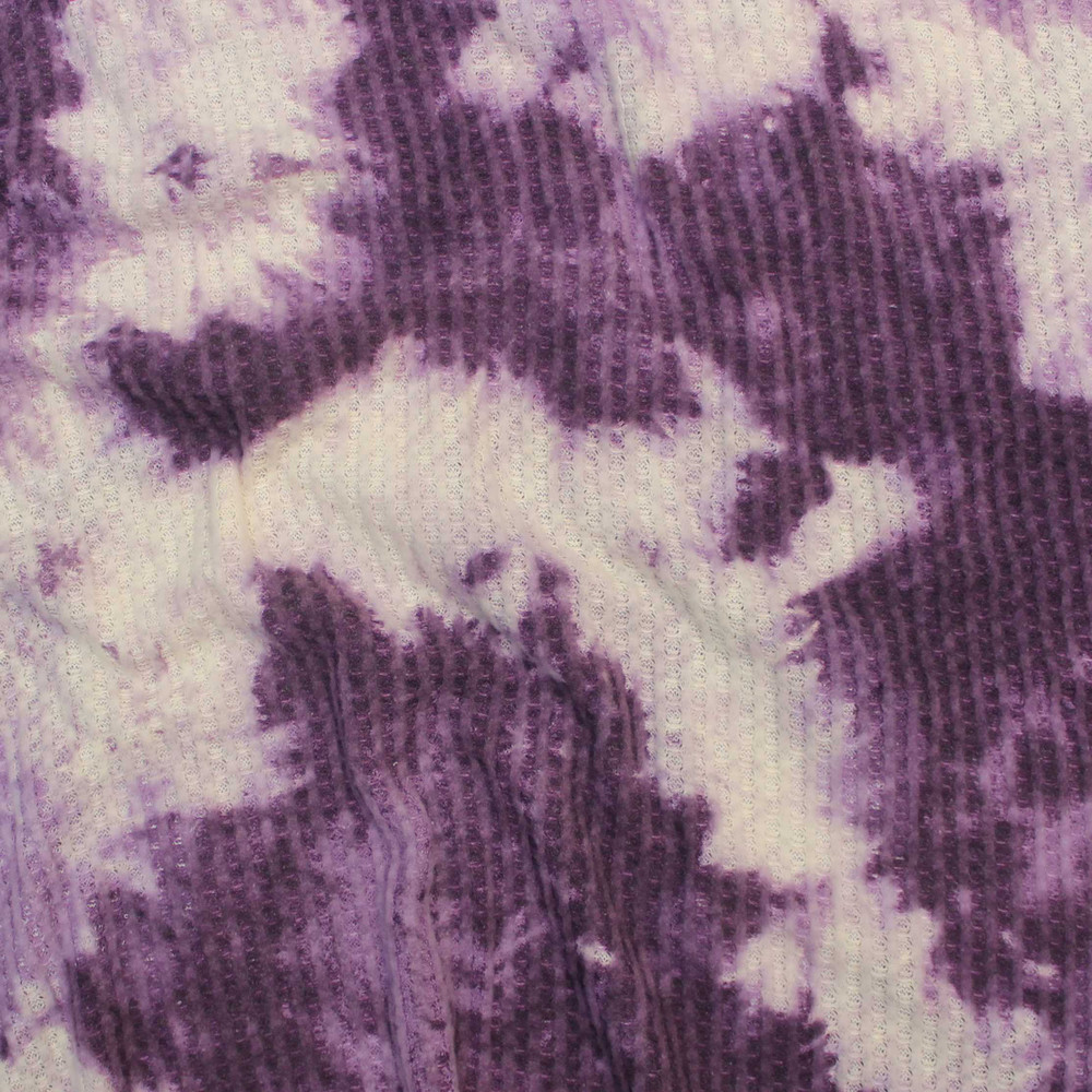 Purple Tie Dye Brushed Waffle Knit