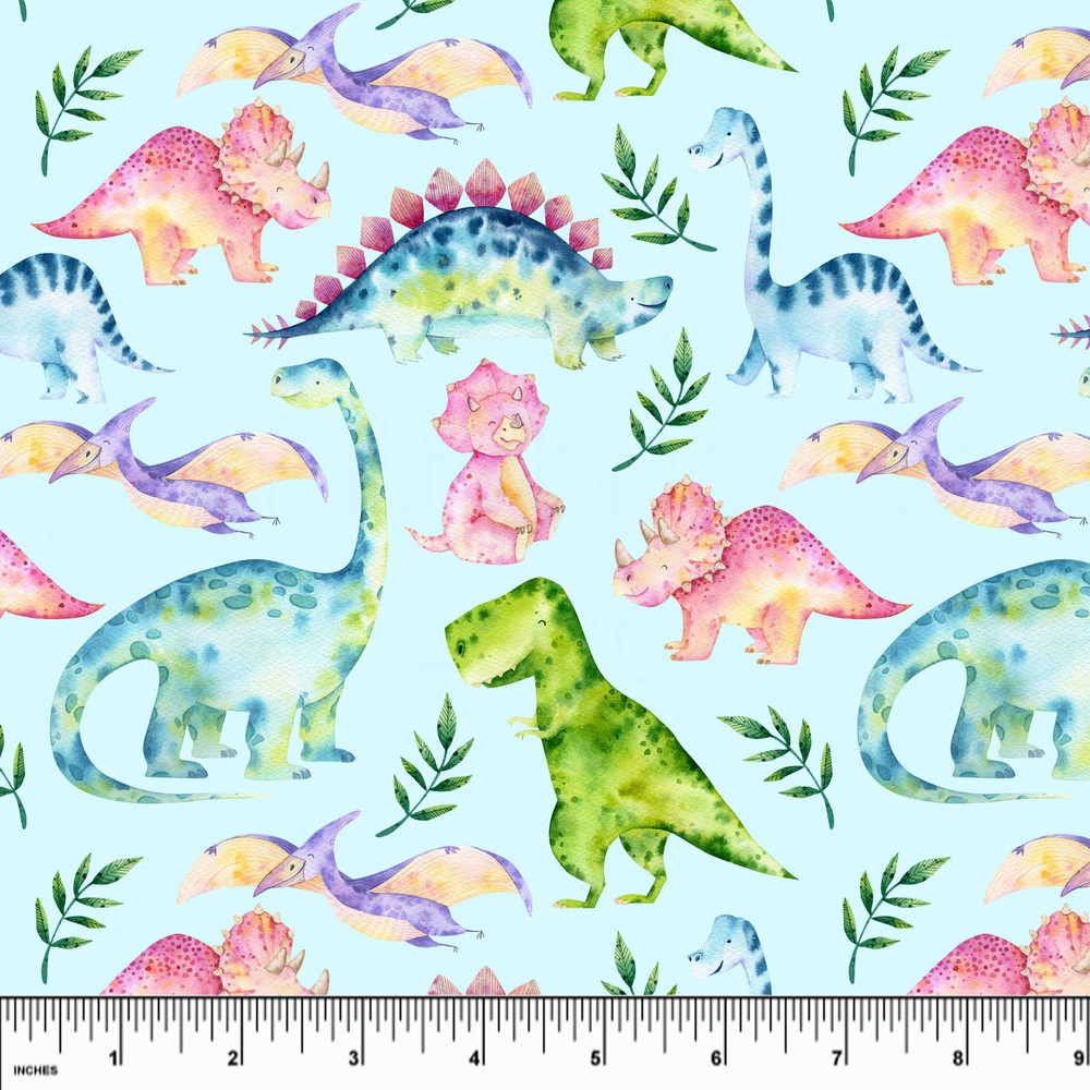 Pastel Dinosaurs Double Brushed Poly