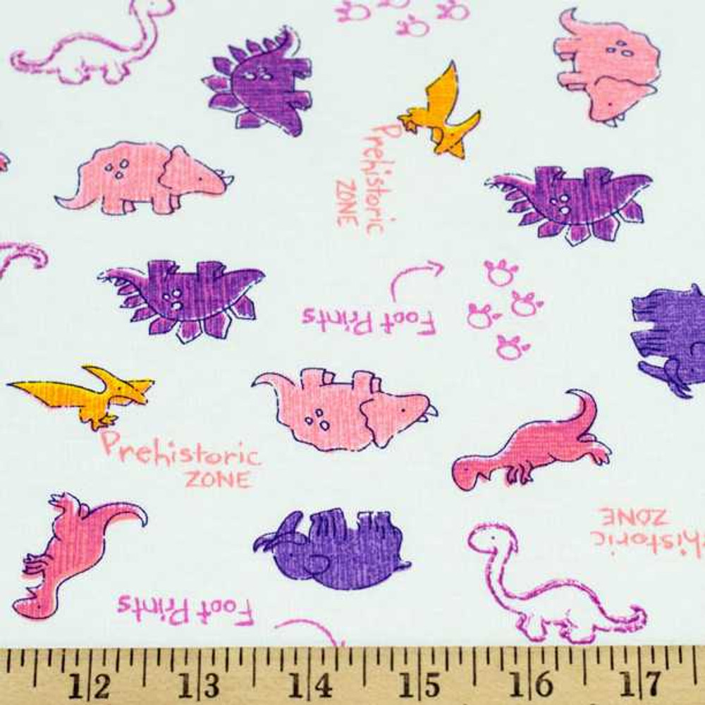 Pink and Purple Dinosaurs Baby Rib Knit