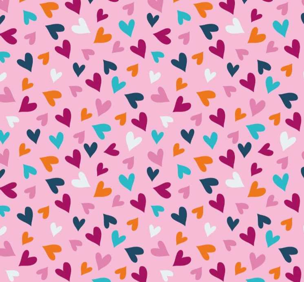 Tossed Hearts on Pink Cotton Lycra