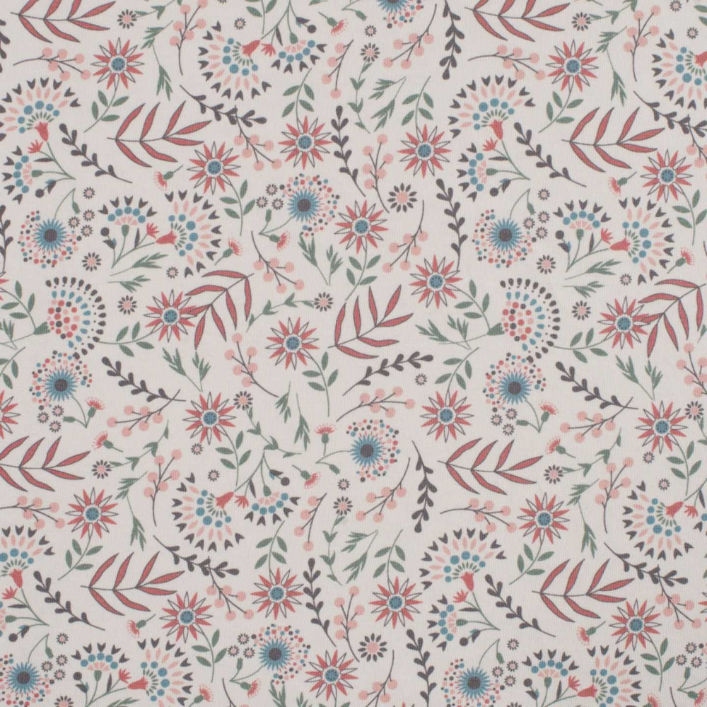 Paisley Floral on Ivory Cotton Lycra Knit Euro Knits