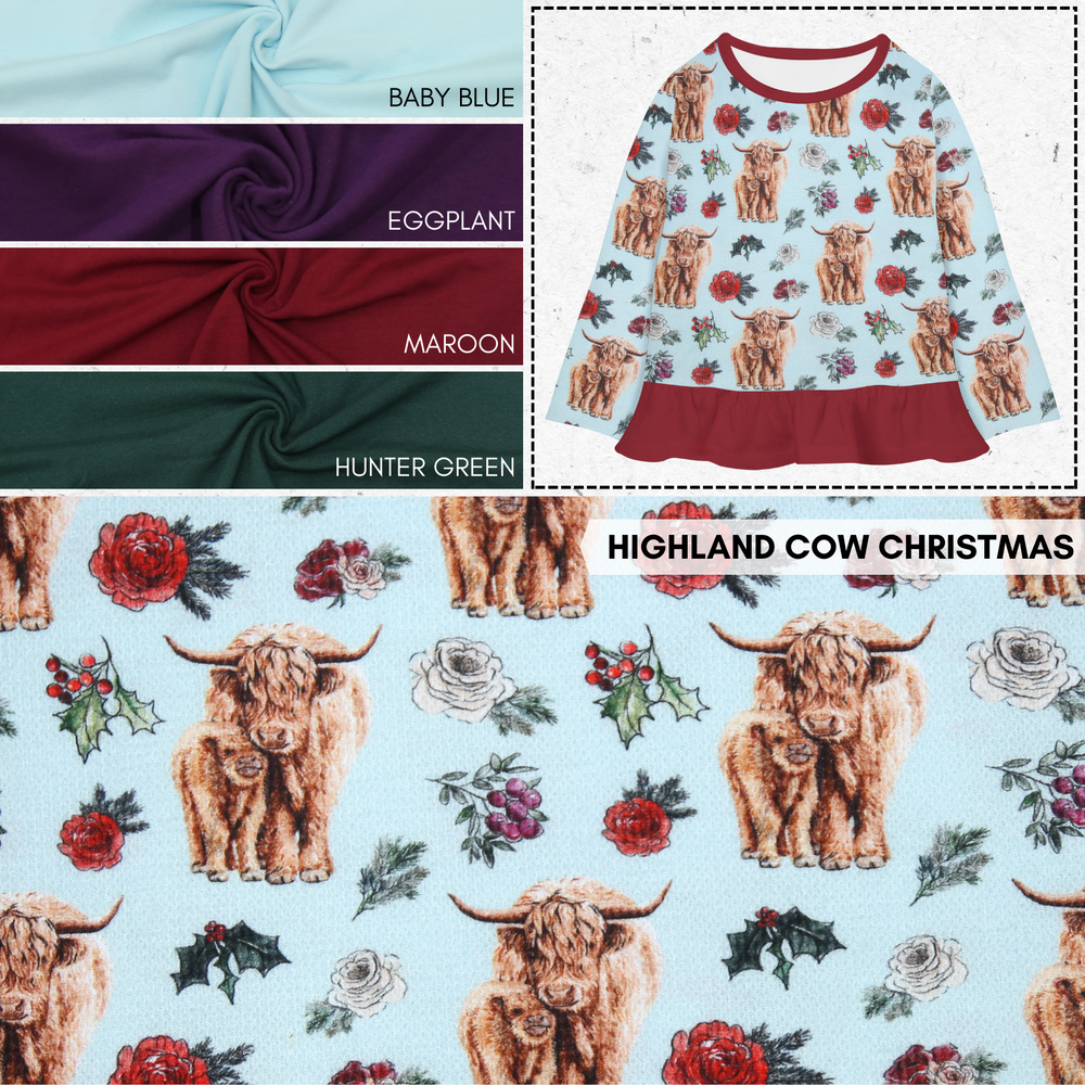Highland Cow Christmas 100% Cotton Waffle Knit