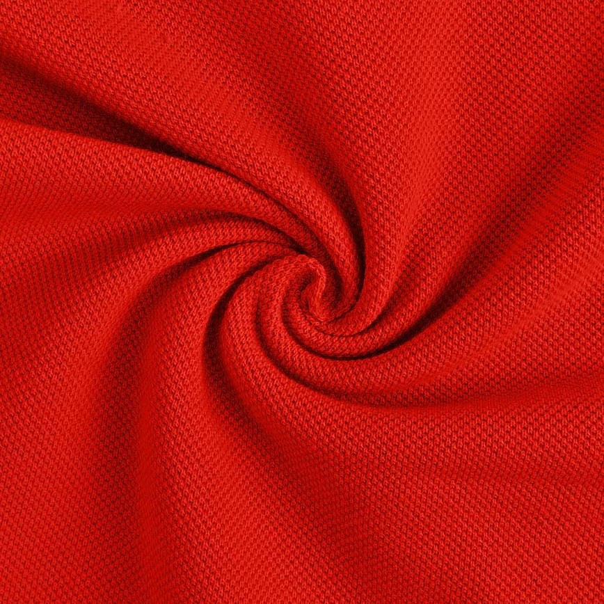 Red 100% Cotton Pique Knit - Main Image