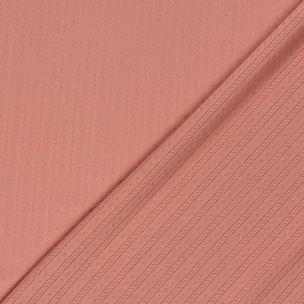 Pointelle Rib Coral Pointelle Rib Knit - KnitFabric.com
