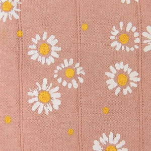 Painted Daisies on Rose Double Gauze Jersey Painted Daisies on Rose Double Gauze Jersey