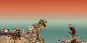 Desert Dinos & Dragons French Terry 29" Panel Set Desert Dinos & Dragons French Terry 29" Panel Set
