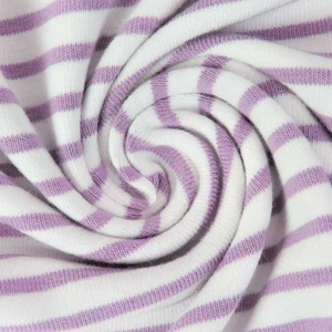 Yarn Dyed Light Lilac Stripes on White Cotton Lycra