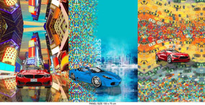 Sports Cars Cotton Lycra 29" Panel Set Sports Cars Cotton Lycra 29" Panel Set