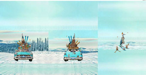 Animals Ski Holiday French Terry 29" Panel Set Animals Ski Holiday French Terry 29" Panel Set