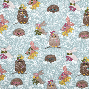 Stof France Dapper Animals on Blue Cotton Lycra Stof France Dapper Animals on Blue Cotton Lycra