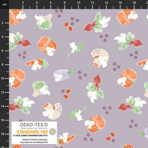 Stof Fabrics Bunny Garden on Dusty Lilac Cotton Lycra Knit Stof Fabrics Bunny Garden on Dusty Lilac Cotton Lycra Knit