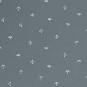 Umbrellas on Dusty Blue Cotton Lycra Umbrellas on Dusty Blue Cotton Lycra