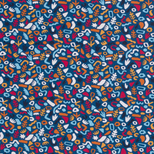 Doodles on Blue Cotton Lycra Doodles on Blue Cotton Lycra