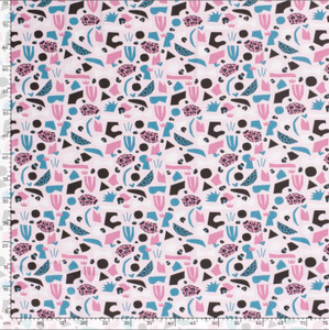 Doodles on Light Pink Cotton Lycra Doodles on Light Pink Cotton Lycra