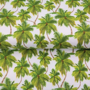 Palm Trees on White Cotton Lycra