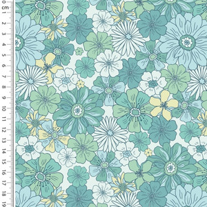 Mint Retro Floral Cotton Waffle Jersey Mint Retro Floral Cotton Waffle Jersey