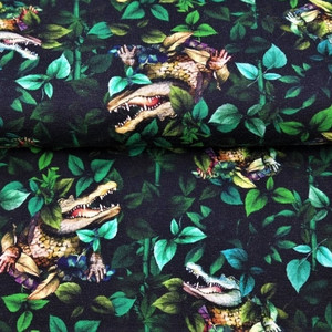 Crocodile on Navy Cotton Lycra