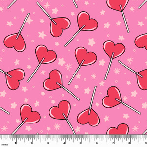 Custom Heart Lollipops Cotton Lycra Knit Custom Heart Lollipops Cotton Lycra Knit