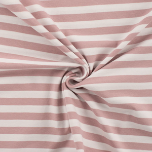 Dusty Rose & Ivory Yarn Dyed Stripe Cotton Lycra Dusty Rose & Ivory Yarn Dyed Stripe Cotton Lycra