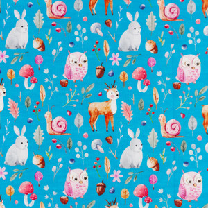 Deer & Friends on Turquoise Cotton Lycra Knit