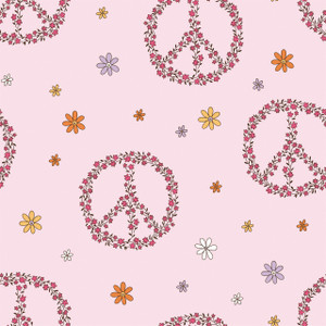 Peace Signs on Pink Cotton Lycra