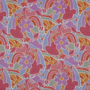 Retro Rainbows on Pink French Terry