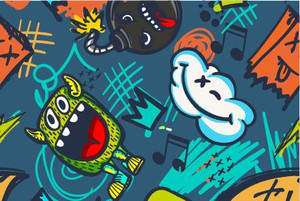 Monster Graffiti Cotton Lycra Knit Monster Graffiti Cotton Lycra Knit