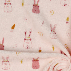 Bunnies on Light Rose Stretch Terry Knit