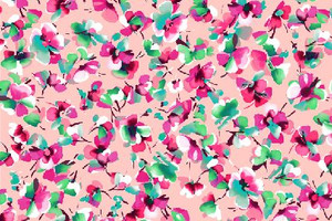 Pink Floral on Light Pink Cotton Lycra Knit Pink Floral on Light Pink Cotton Lycra Knit