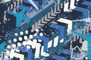 Airplanes on Blue Tire Tracks Cotton Lycra