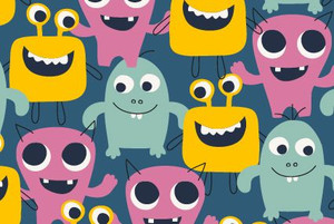 Pink Silly Monsters Cotton Lycra