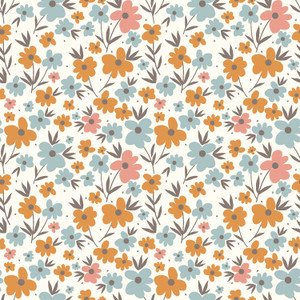 Blue & Orange Floral Poplin Blue & Orange Floral Poplin