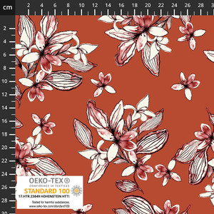 Stof Fabrics Floral on Rust Cotton Lycra Knit