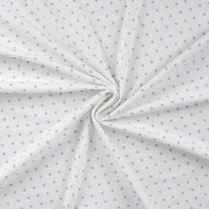 Blue Stars on Ivory Cotton Lycra Knit Blue Stars on Ivory Cotton Lycra Knit