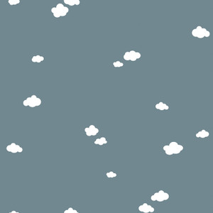 Mini Clouds on Dusty Blue Cotton Lycra Knit Mini Clouds on Dusty Blue Cotton Lycra Knit